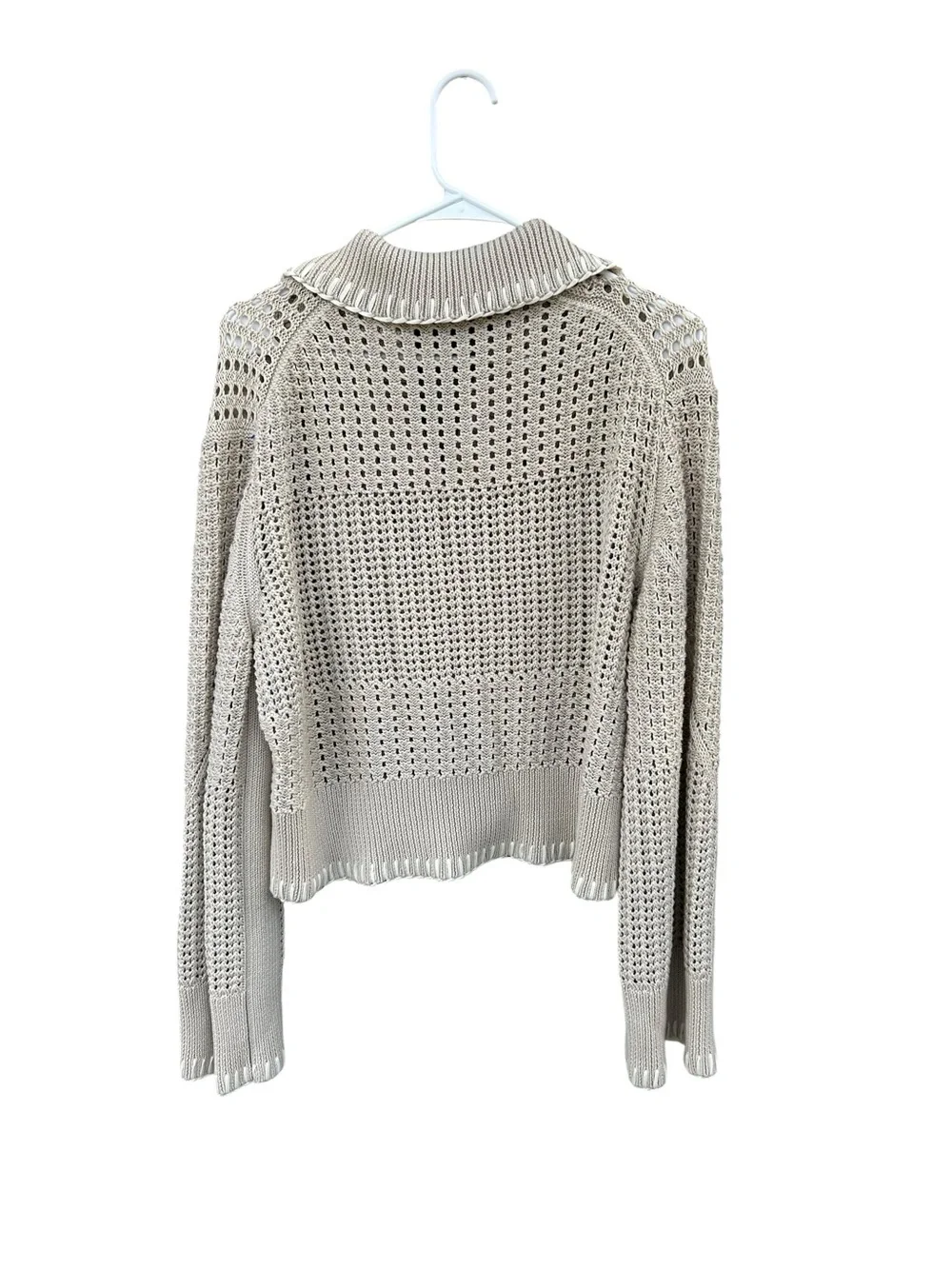 SIMKHAI Beige Crochet Knit Sweater - Size Medium - 100% Cotton - Minimalist - Picture 10 of 11